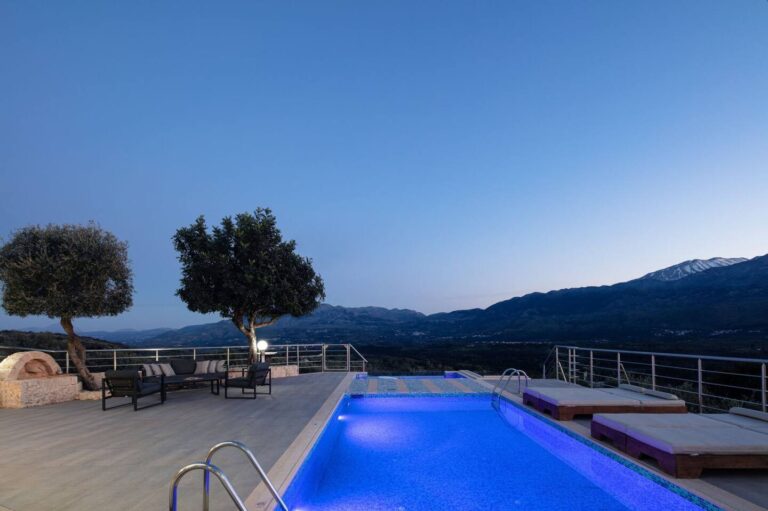 Agapi Luxury Villa Kaina Chania 08 night pool white mountain